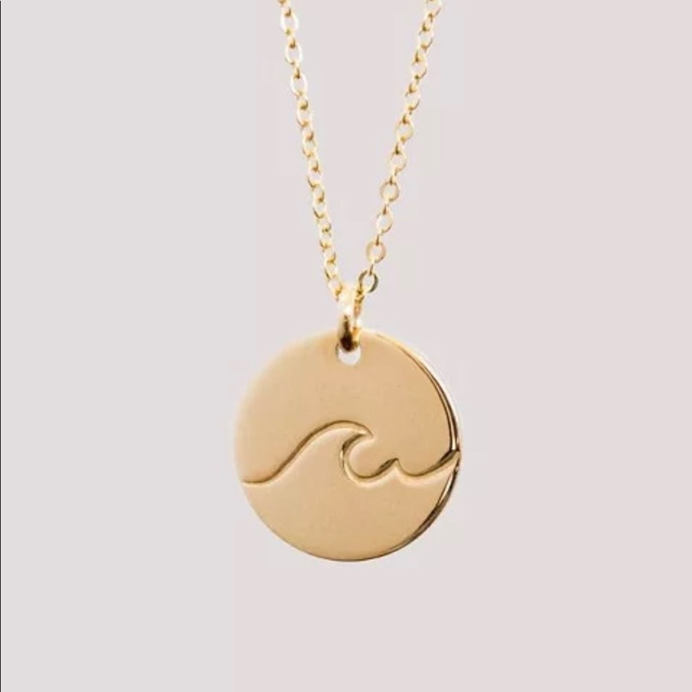 Gold Wave Charm Necklace